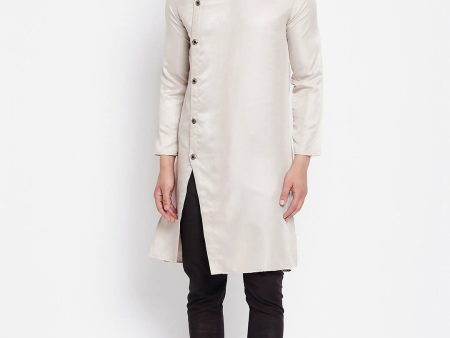 Even Apparels Beige Rayon Men s Sherwani Kurta With Asymetrical Cut Supply