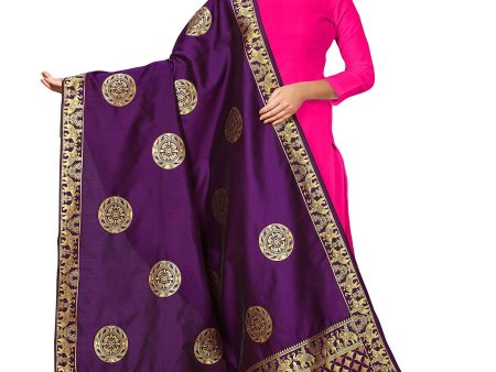 Mimosa Women s Animal Print Art Silk Purple Dupatta Online Hot Sale