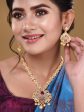 Saraf RS Jewellery Gold-Plated White & Pink American Diamond Studded & Beaded Handcrafted Jewellery Set on Sale