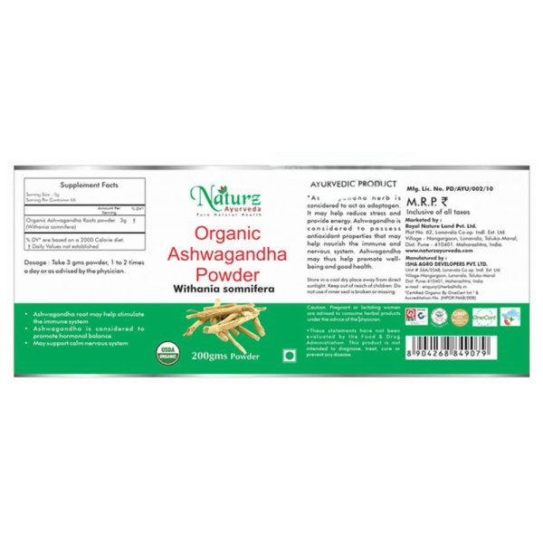 Naturz Ayurveda Organic Ashwagandha Powder Online Hot Sale