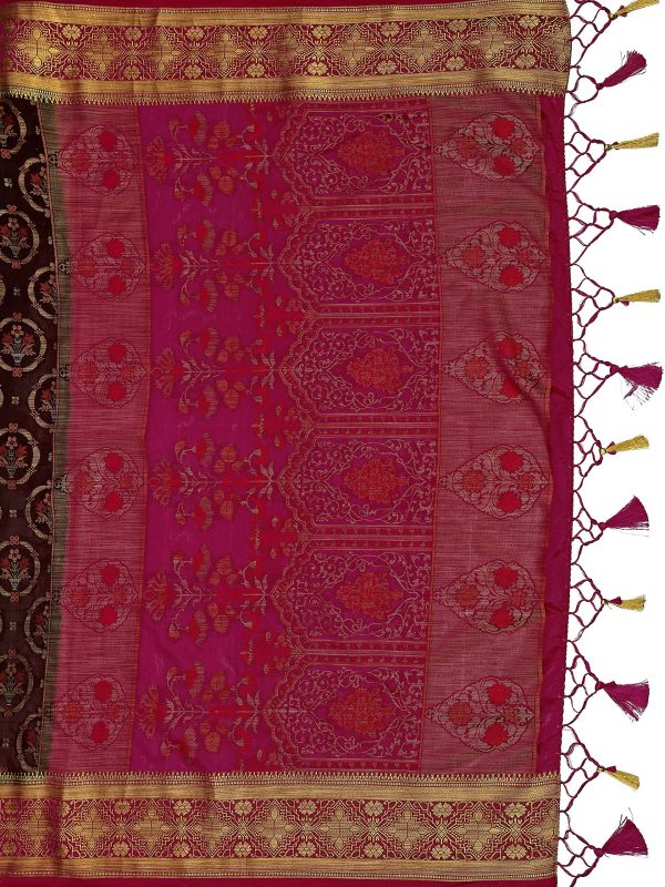 Mimosa Women s Kanjivaram Art Silk Burgundy Saree For Discount