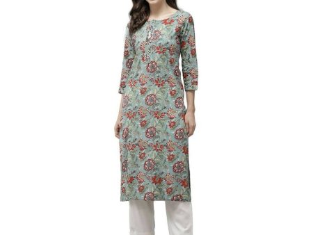 Anubhutee Women Ethnic Printed Green Kurta with Trousers Fashion