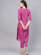 Jaipur Kurti Women Purple Embroidered Kurta with Trousers Fashion