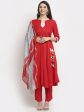 Rudra Bazaar Angrakha Red Kurti Set With Dupatta Sale