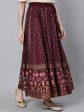 Jaipur Kurti Women Burgundy & Pink Printed Maxi Flared Maxi Skirt Cheap