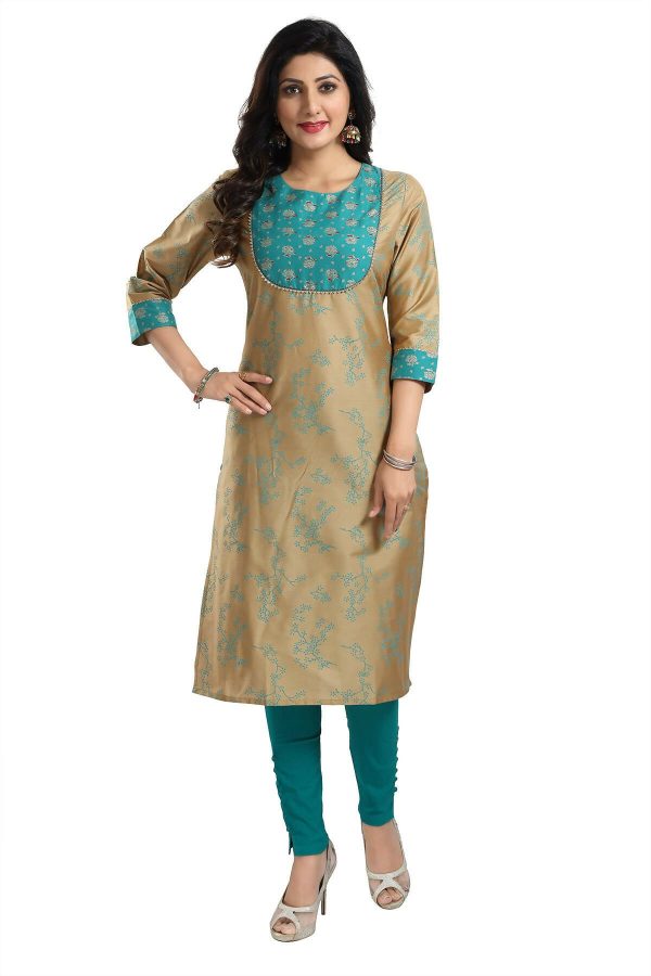 Snehal Creations Beige Cotton Silk Tunic for Women Sale