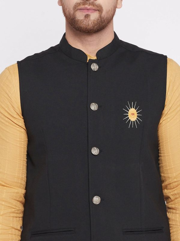 Even Apparels Men Black Nehru Jacket Cheap