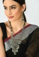 Mominos Fashion Johar Kamal Oxidised Silver-Plated Brass Finish Black Kundan Afghani Long Necklace For Women Online