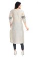 Snehal Creations Cream Raw Silk Block Print Long Kurta For Women Fashion