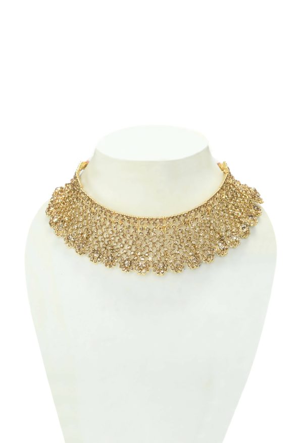 Mominos Fashion Johar Kamal Traditional Rajwadi Design Heavy Golden Color Choker Set Fashion