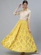 Jaipur Kurti Yellow & Red Printed Flared Women Maxi Skirt For Cheap