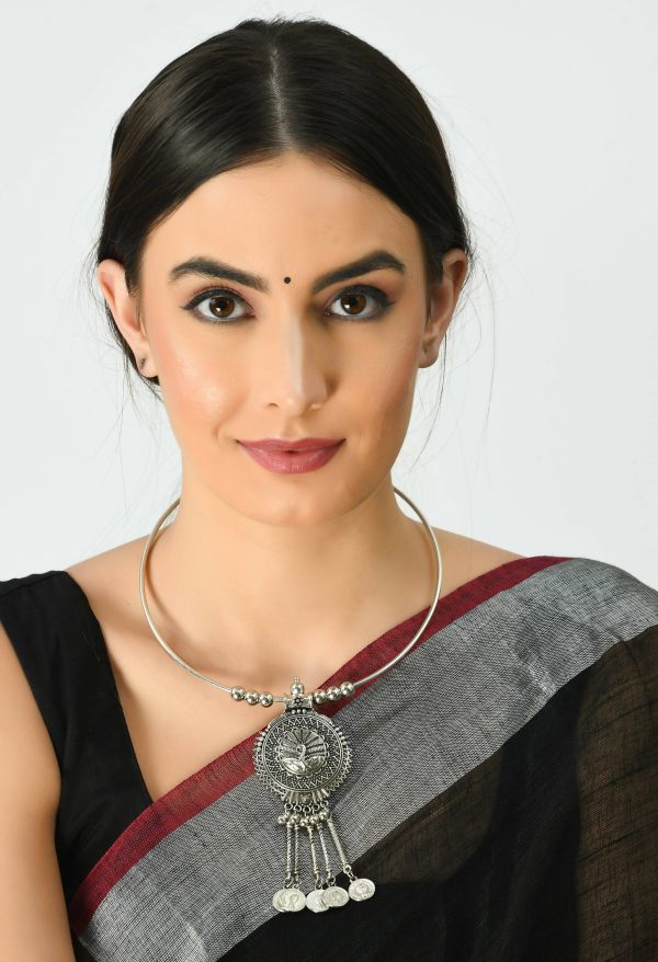 Mominos Fashion Johar Kamal Oxidised Silver-Plated Hasli Design Necklace Choker For Women Hot on Sale