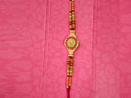 Yellow & Red Design Rakhi Cheap