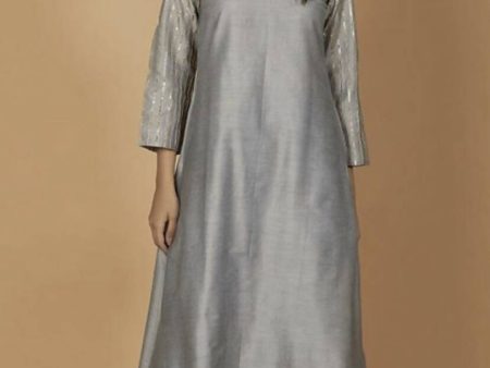 Cheera Silk Blend Fancy Gray Kurta Palazzo Set Cheap