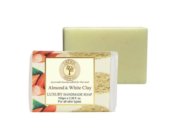 Tatvik Ayurveda Almond & White Clay Luxury Handmade Soap Hot on Sale