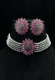 Mominos Fashion Johar Kamal Oxidised Silver-Plated Brass Finish Kundan Choker For Women (Pink) Online now