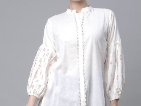 Ahalyaa Off White Pure Cotton Printed Tunic Cheap