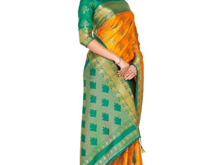 Mimosa Women s Gold Kanchipuram Silk Saree For Sale