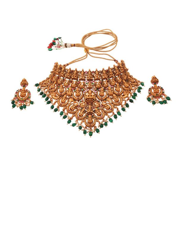 Saraf RS Jewellery Gold-Plated Stone-Studded Jewellery Set Online Sale