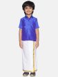 Sethukrishna Boys Blue & White Solid Shirt and Dhoti Set Discount