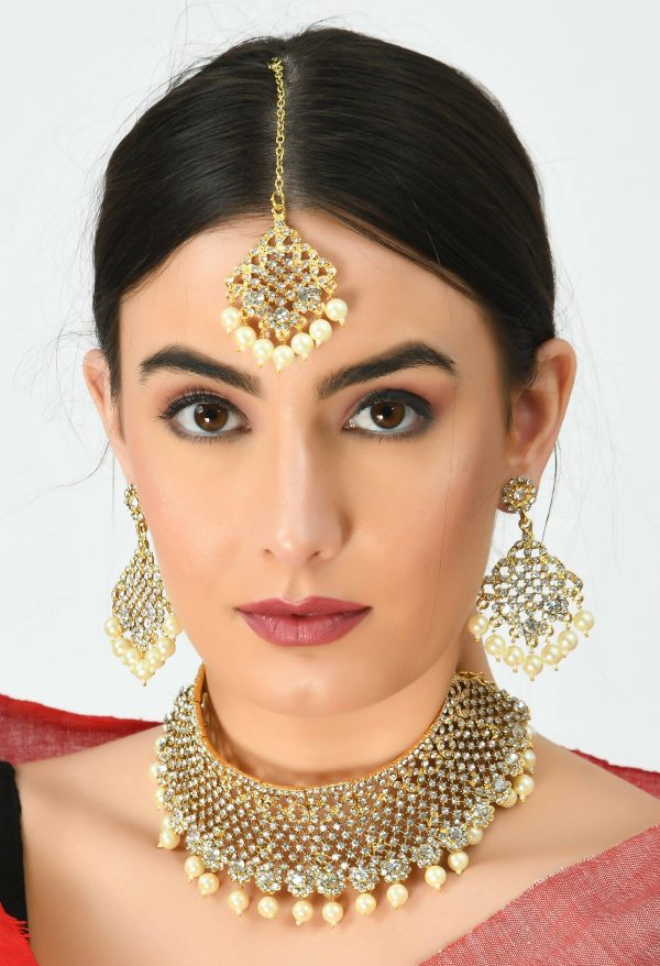 Mominos Fashion Johar Kamal Traditional Rajwadi Design Heavy Golden Necklace Set Online