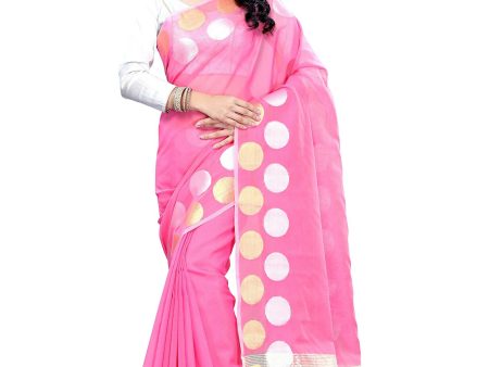 Mimosa Women Cotton Art Light Pink Saree on Sale