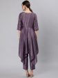 Jaipur Kurti Women Purple Floral Yoke Design Empire Kurti with Trousers Online Sale