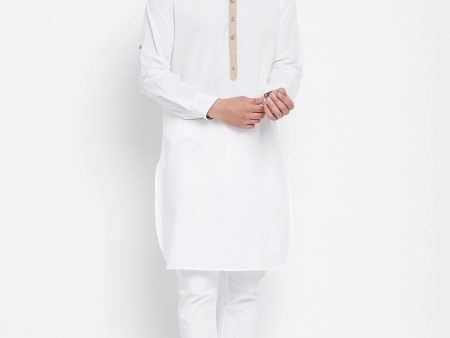 Even Apparels Beige Color Pure Cotton Men s Kurta With Band Collar Online now