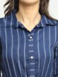 Rudra Bazaar Blue A-Line Striped Kurta Online Sale