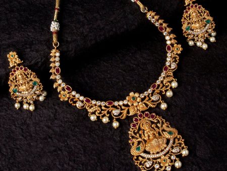 Rubans Gold-Plated & Pink Metal Antique Jewellery Set For Cheap