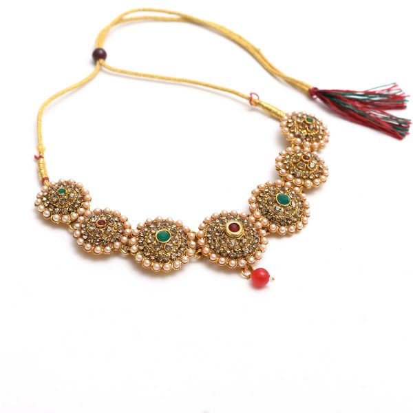 Mominos Fashion Johar Kamal Gold-Plated Brass Finish Kundan Choker For Women (Golden) For Discount