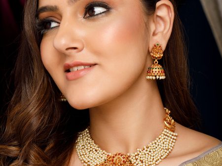 Rubans 24K Gold Plated Divine Lakshmi Necklace Set Online Hot Sale