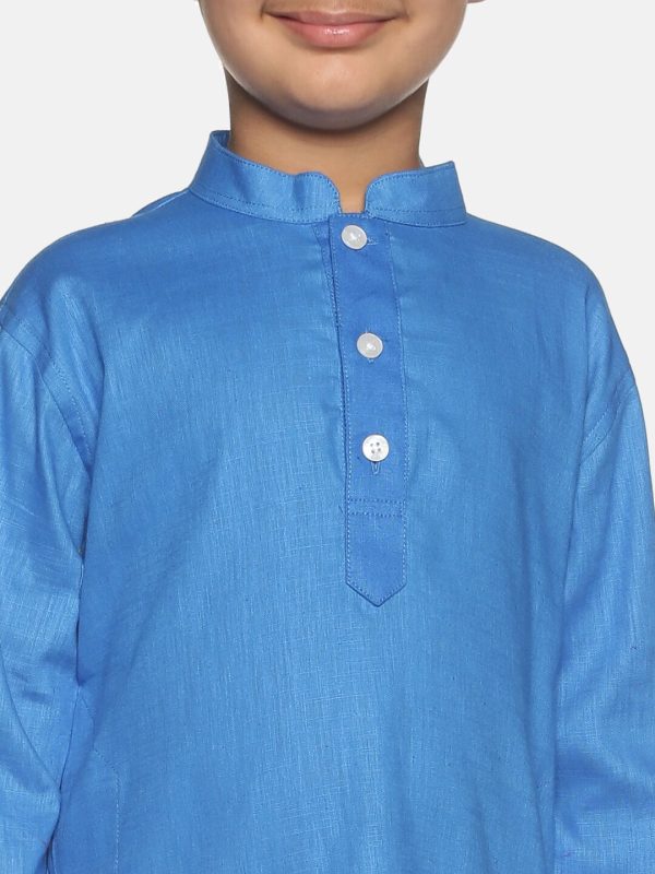 Sethukrishna Boys Blue Pure Cotton Kurta with Pyjamas For Discount