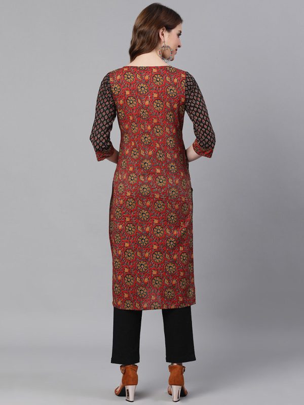 Jaipur Kurti Women Red Ethnic Motifs Printed Kurta Cheap