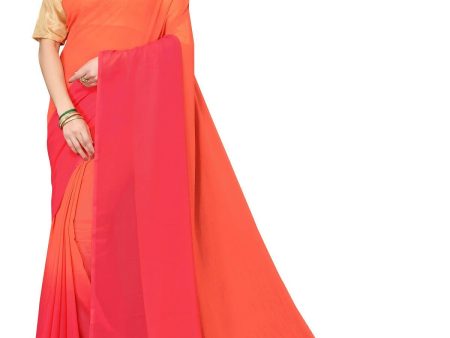 Vamika Peach Half N Half Georgette Saree Online Sale