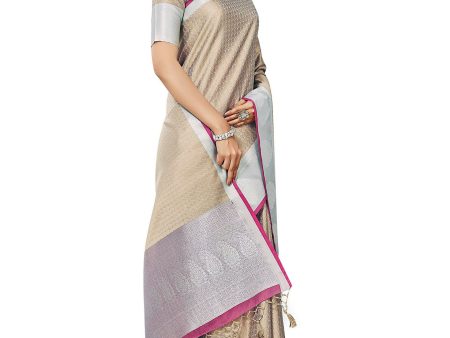 Mimosa Women s Banarasi Art Silk Brown Saree For Cheap