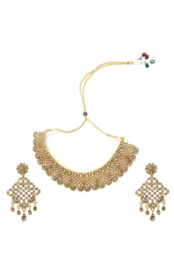 Mominos Fashion Johar Kamal Traditional Rajwadi Design Heavy Golden Color Choker Set Fashion