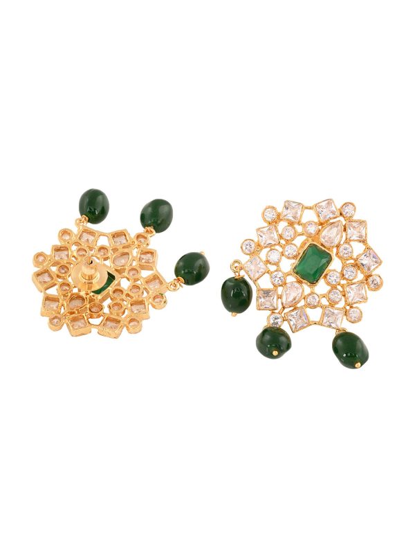 Saraf RS Jewellery Gold-Plated White & Green American Diamond Studded Choker Jewellery Set Online