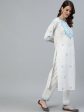 Jaipur Kurti Women White & Blue Embroidered Pure Cotton Kurta with Trousers & Dupatta For Discount