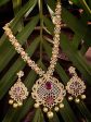 Saraf RS Jewellery Gold-Plated White & Pink American Diamond Studded & Beaded Handcrafted Jewellery Set on Sale