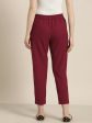 Jaipur Kurti Women Maroon Solid Cropped Easy Wash Regular Trousers Online now