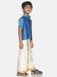 Sethukrishna Boys Blue & White Shirt with Veshti Set (GENIE-67846) Online Sale