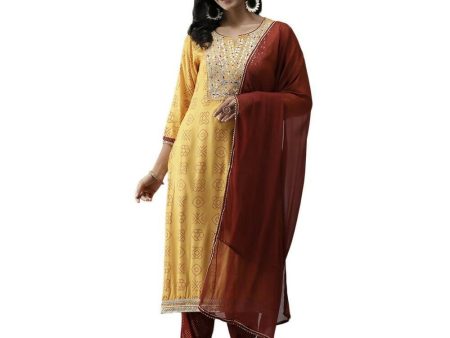 Anubhutee Women s Rayon Ethnic Motifs Printed Regular Gotta Patti Kurta Set Online Hot Sale