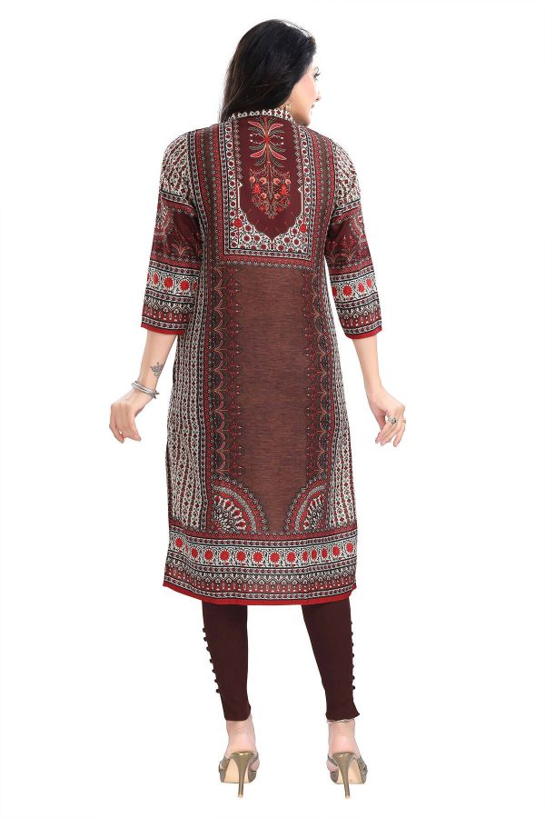 Snehal Creations Beautiful Brown Digital Print Masleen Long Kurti Tunic Fashion