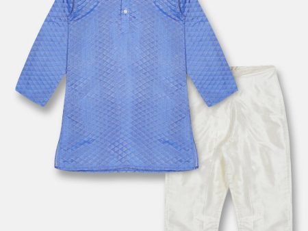 Sethukrishna Boys Blue Kurta with Pyjamas For Cheap