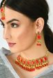 Mominos Fashion Johar Kamal Gold-Plated Brass Finish Kundan Pearls Choker For Women (Red) on Sale