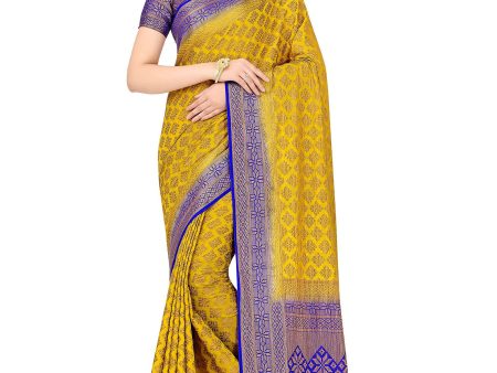 Mimosa Women s Mustard Yellow Patola Art Silk Saree Hot on Sale