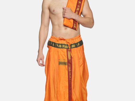 Sethukrishna Men Orange Readymade Dhotis Online Sale