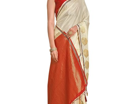 Mimosa Women s Beige Pure Crepe Saree Supply