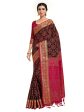 Mimosa Women s Kanjivaram Art Silk Burgundy Saree For Discount